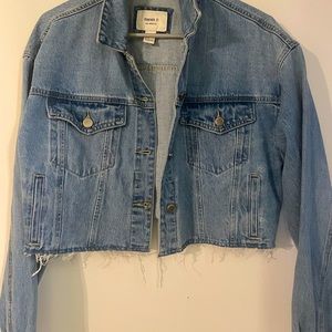 Cropped blue jean jacket